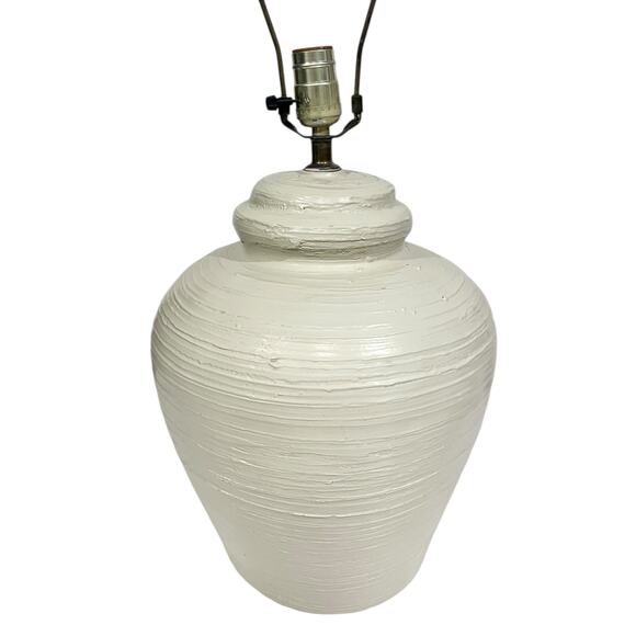 Vintage Table Lamp 1975 Beehive MCM Textured Danish Cream Ceramic Large Retro - Picture 3 of 12